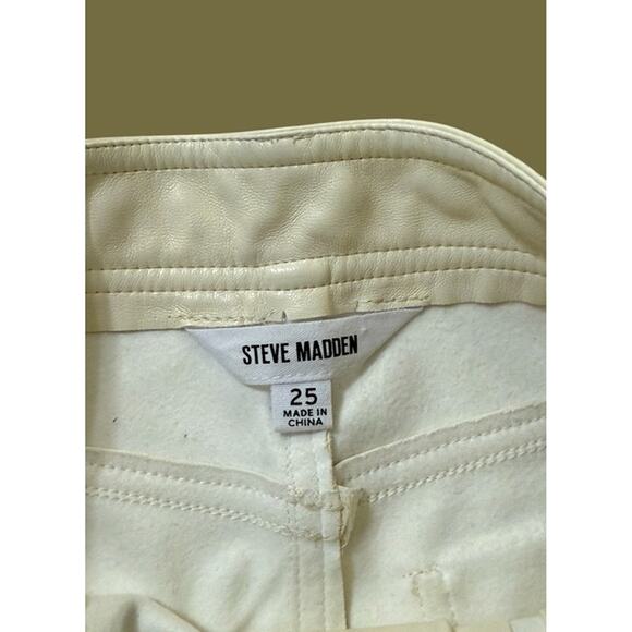 Steve Madden Leather Imitation Ivory Pants Pockets Size 25 - Picture 8 of 11